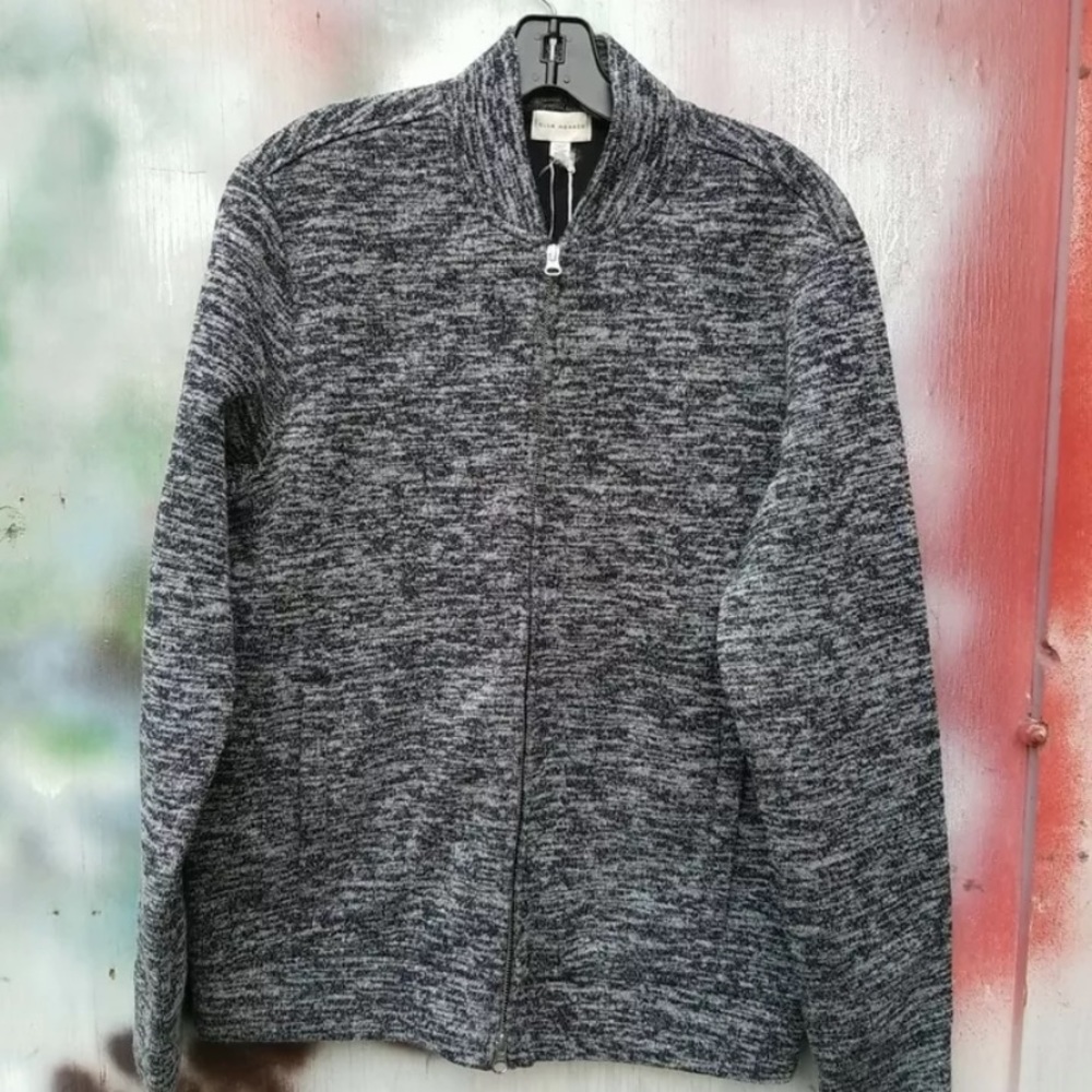 CLUB MONACO Blue Mix Collared Zippered Men’s Bonded Jacket Outerwear medium